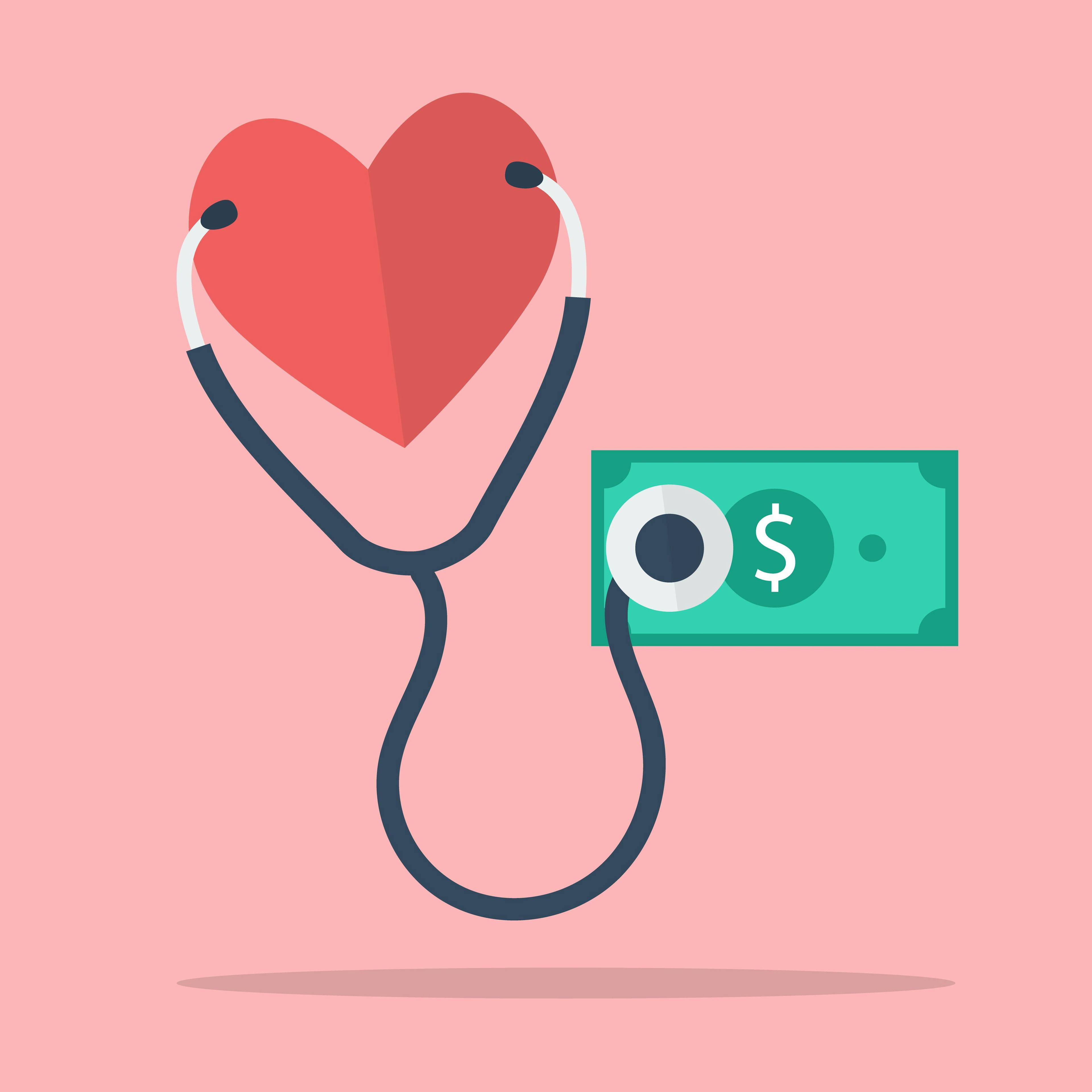 heart listening to money with stethoscope