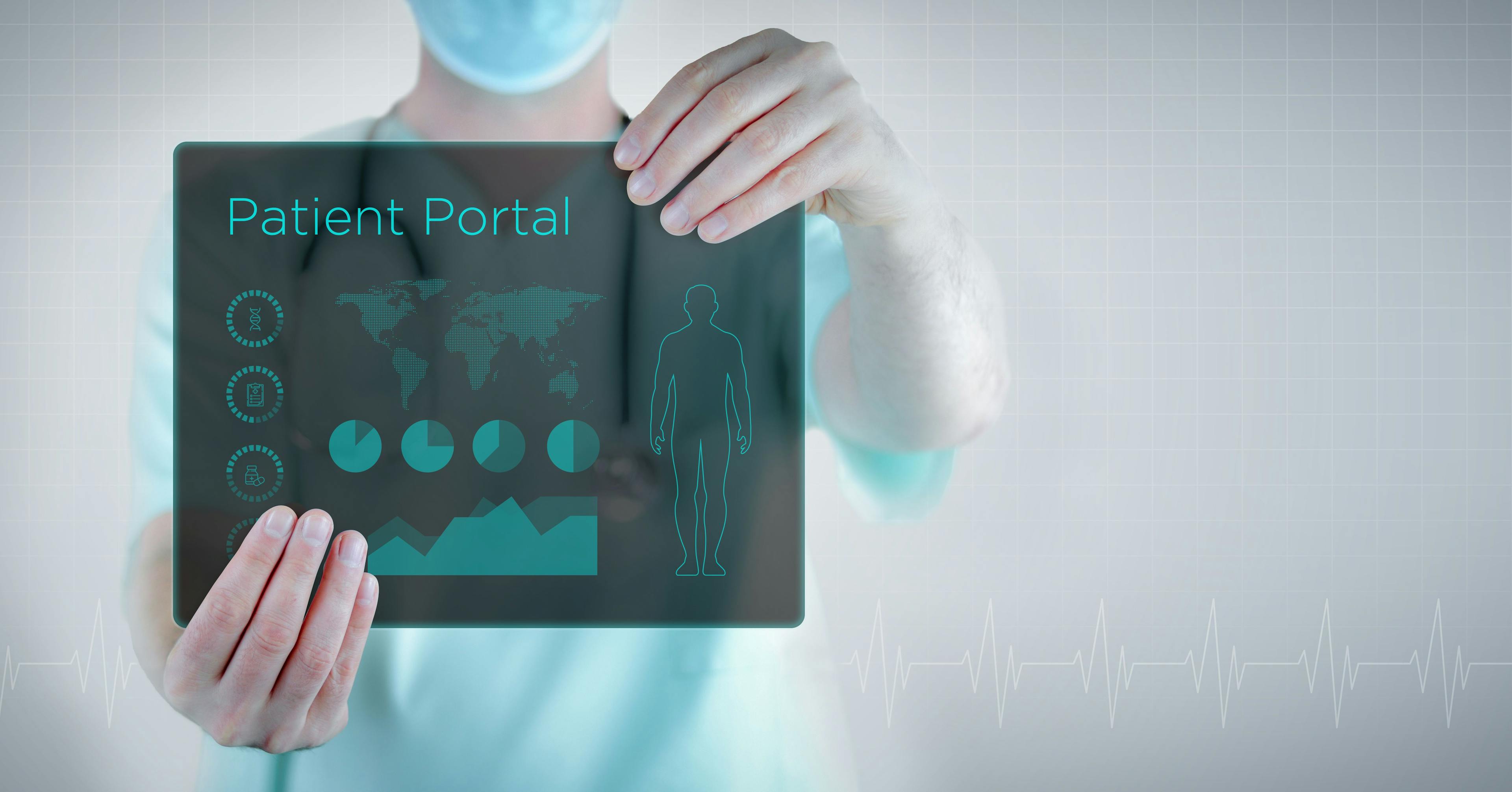 Doctor holding tablet with words Patient Portal ©MQ-Illustrations-stock.adobe.com